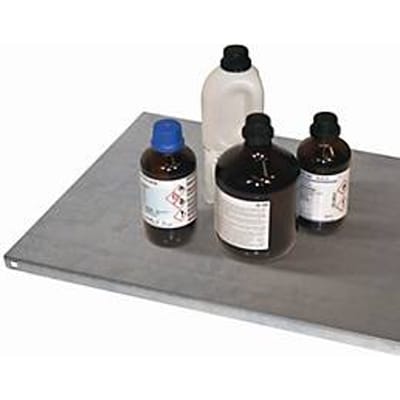 Standaard legbord voor asecos chemiekasten van de CS- en CX-serie, plaatstaal, B 748 x D 492 x H 30 mm, tot 60 kg