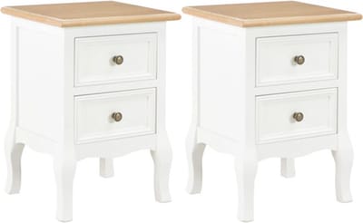 vidaXL - Nachtkastje - 2 - st - 35x30x49 - cm - MDF - wit
