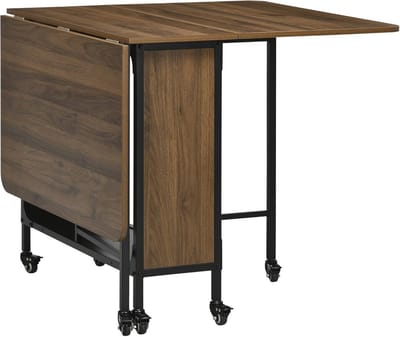 Inklapbare eettafel voor 6 personen - Mobiele klaptafel voor kleine ruimtes - Keukentafel met legplank - Compact en duurzaam - Lichtbruin