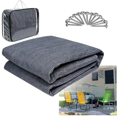 Campingmat voor buiten, vloermat en tenttapijt inclusief draagtas en haringen (250 x 400)