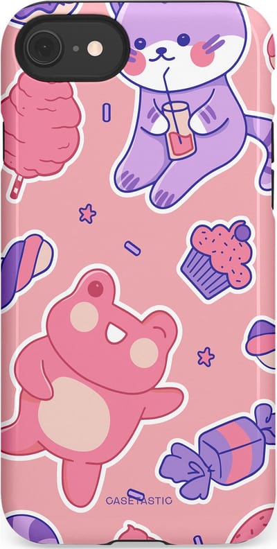 Casetastic hoesje geschikt voor Apple iPhone SE / Apple iPhone 7 / Apple iPhone 8 - Dubbellaagse bescherming - Snoepvriendjes - Fashion Case - Lichtroze Lavendel Koraal