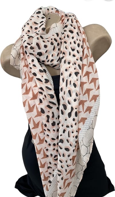Dames sjaal lang met panterprint 185/75cm roze gemixt