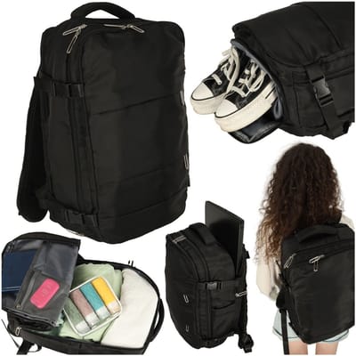 Rugzak - Handbagage - Reistas - Geschikt voor EasyJet - 45x36x20 cm - Maximale Formaat Underseater - Zwart - Waterdicht