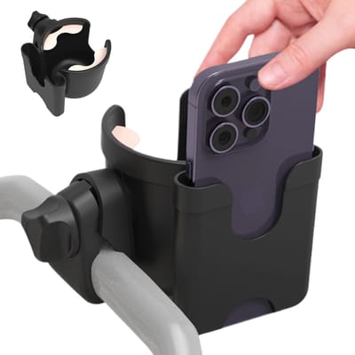 Kinderwagen bekerhouder - Rolstoel houder - Praktisch onderweg - Verstelbaar en stabiel - 16 x 12 x 10 cm - Perzik