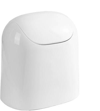 Bureau vuilnisemmer - Mini afvalbak - Bureau organiseren - Met deksel - 18.5 cm - Wit
