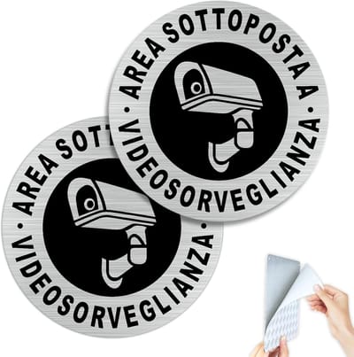 Videobewakingsgebied, Aluminium Waarschuwingsbord, 10 cm, 2 Stuks