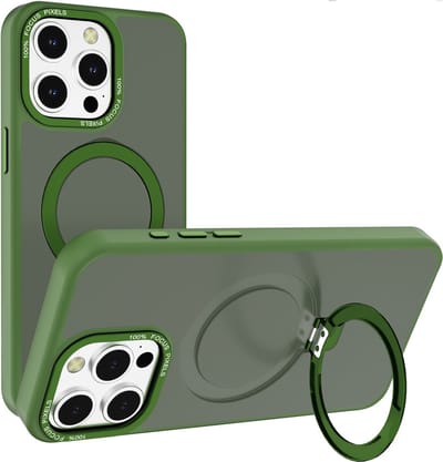Multimedia & Accessoires Magsafe TPU Back Cover Case Hoesje met Standaard geschikt voor Apple iPhone 16 – Groen – Zachte Plastic - Siliconen – Harde Plastic – Soft Case – Flexibel