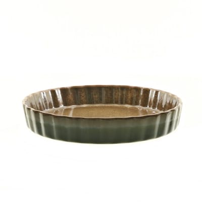 MPLCo - Ombres Taartvorm - Quiche Vorm - Ovenbestendige Bakvorm - Quiche en Bak Schaal Design - Vaatwasser & Magnetron Bestendig - Keramiek - Rond - Ø26 x 4.5 cm - Bruin/Groen