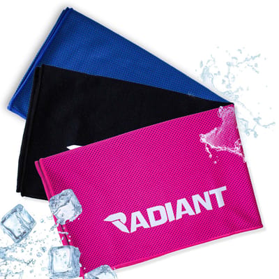 Radiant - verkoelende handdoek - 3 stuks - Sneldrogend - 100x30cm - Roze/Zwart/Lichtblauw - Outdoor en Indoor sporten - Backpacken en Reizen - coolingtowel - ijshanddoek - koelhanddoek - yoga - tennis - pilates