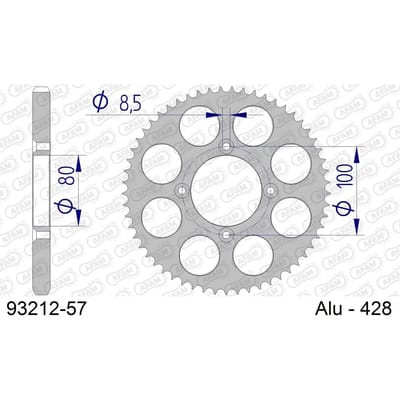 Stalen motortandwiel achteraan Afam 420 57 dents