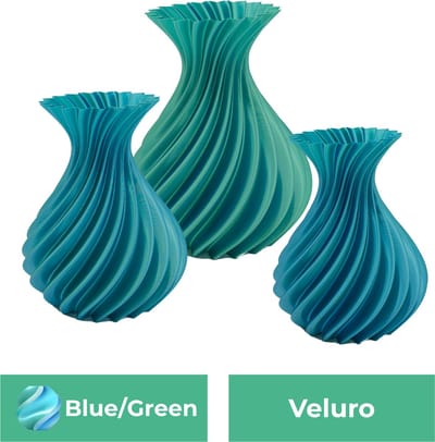 Veluro design vaas – Decoratieve vaas - Blauw / Groen - 3d geprinte vaas – geschikt voor droogbloemen - 25CM