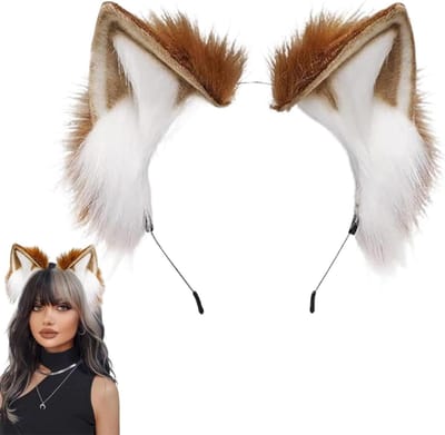 Schattige bruine wolf en vos oor hoofdband - perfect voor festivals, rollenspellen en kostuumfeesten