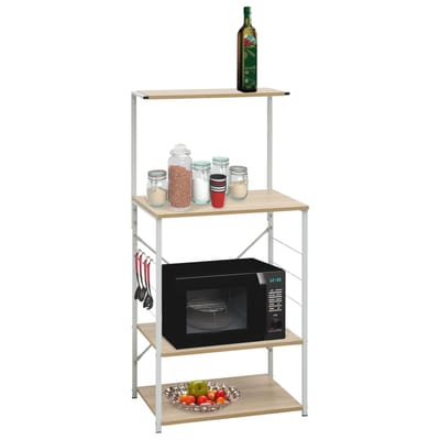 vidaXL - Magnetronkast - 60x39,6x123 - cm - bewerkt - hout - wit - en - eikenkleurig