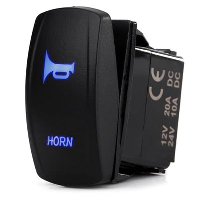 Jhubersproducts - Tuimelschakelaar - 3-Pin Hoorn - Veiligheidsfuncties - Zwart - LED-werklamp - Geschikt voor Auto en Boot - 12V-24V