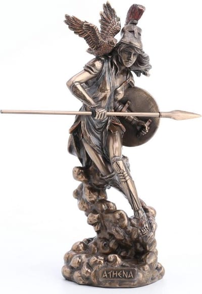 Veronese Design - Athene met Speer Griekse Godin van de Wijsheid en Oorlog gebronsd beeld - (hxbxd) ca. 21cm x 9cm x 8cm