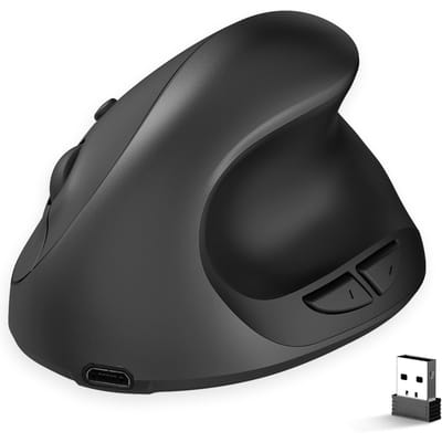 HXSJ X10 2.4G draadloze verticale muis Ergonomische muizen 3 versnellingen Verstelbare DPI Ingebouwd 600mAh