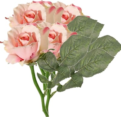 Topart Kunstbloem - 5x - roos Alice - de luxe - roze - 30 cm - kunststof steel - decoratie