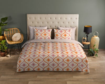Good Morning dekbedovertrek boho met sterren - 1 persoons 140x200/220 cm - Zand - 100% Katoen renforc�