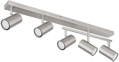 Plafondspot zilver spot Plafondlamp 5 vlammen, metaal verchroomd Scandinavisch, 5x GU10 stopcontacten, LxBxH 70x35x17cm