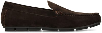 Manfield - Heren - Donkerbruine suède loafers - Maat 40