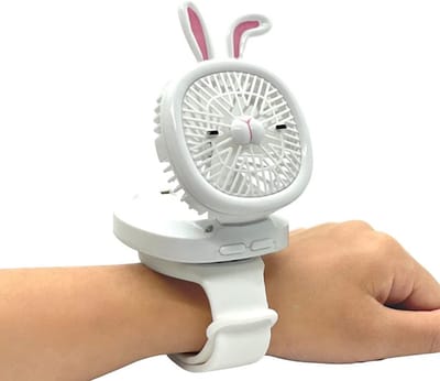 Kinder Handventilator Met LED – USB Oplaadbaar 3 Snelheden – Voor Kinderen Binnen en Buiten – Wit