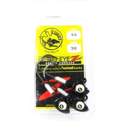 Tackle Tactics TT Big EyeZ Jig Head 1/4 oz 3/0 Zwart Glow EyeZ (5000) yellow