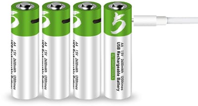 Oplaadbare Li-ion AA Batterijen 1.5V 2600 mWh met 4 in1 USB-C Kabel - Duurzame Keuze - Lithium AA batterij - 4 stuks