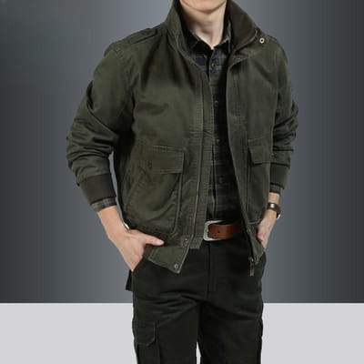 Nieuwe Jas Heren Nieuwe Gewassen Casual Nieuwe Casual Jas, Opstaande Kraag Kort Jasje L black