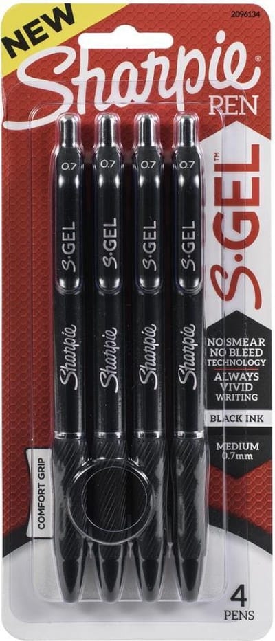 Sharpie - Gelpennen medium punt 0.7mm - Zwart - per 4 verpakt