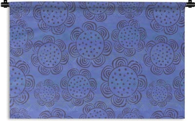 Wandkleed - Wanddoek - Bloemen - Patronen - Blauw - 90x60 cm - Wandtapijt