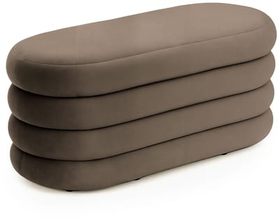 Fluwelen Bank met Opbergruimte PUFFO 100 cm / Grote gestoffeerde Poef / Banken voor de Slaapkamer / Halbank / Kaptafelkruk / Bruin