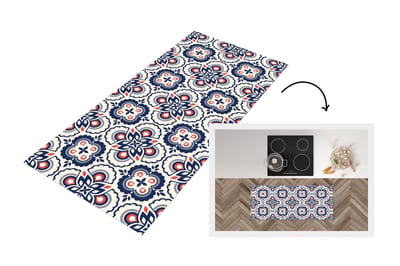 Keukenloper 120x50 cm - Keukenmat vinyl Bloemen - Retro - Design - Keukenmatten loper - Keuken vloerkleed tapijt