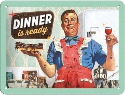 Dinner Is Ready Wandbord - Metaal - 15 x 20 cm