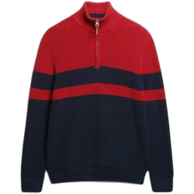 Superdry - Classics trui van katoen met halve rits en strepen - Heren - Sweaters