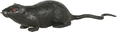 Grote plastic rat - donkergrijs - 20 cm - met rode ogen - enge namaak dieren - Halloween/horror decoratie/versiering