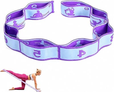 Dailygoods - Yoga stretchband met 8 lussen – elastische fitnessband van polyester en latex – gymnastiekband voor effectieve stretching, pilates, dans en rekoefeningen, lichtgewicht en duurzaam