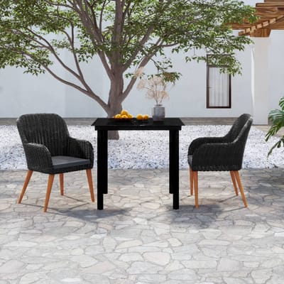 vidaXL - 3-delige - Tuinset - met - kussens - zwart