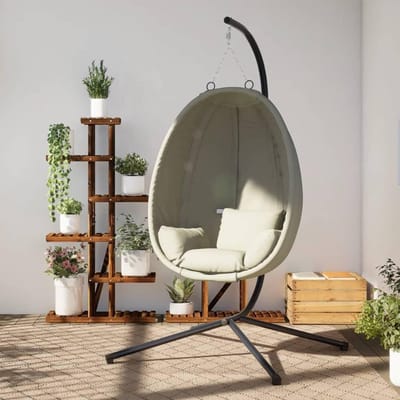 Hangstoel met standaard - Schommelstoel Loungestoel - Ontspannen Zitten - Stabiel stalen frame - 200 kg - Taupe