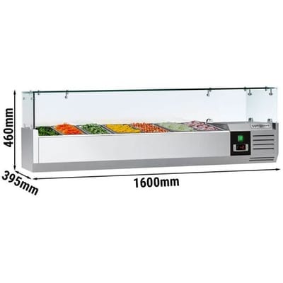 GGM Gastro Kühlaufsatzvitrine PREMIUM - 1600x395mm - 7x GN 1/3 Zilver
