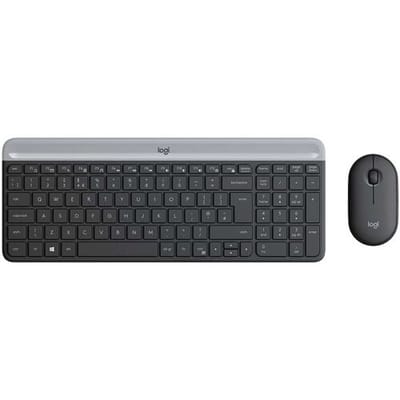 Logitech Slim Combo M Set met toetsenbord en muis Draadloos Numeriek toetsenbord AZERTY, Belgisch Grafiet