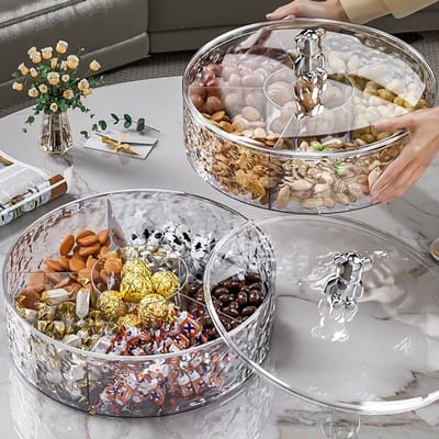 KZQ Nieuwe decoratieve schaal voor gedroogd fruit voor de salontafel in de woonkamer, assortiment gedroogd fruit - transparant