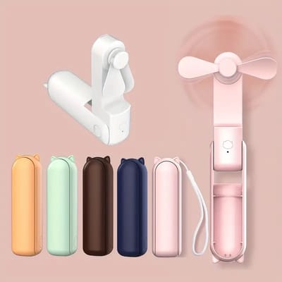 Handheld USB Elektrische Ventilator - Ultra-Stille Lange Batterijduur Mini Ventilator met Oplaadcase, Draagbaar voor Studentenkamers, Reizen & Thuisgebruik, Lichtgewicht Duurzaam Ontwerp, USB-Oplaadbare Mini Ventilator, Essentiële Spullen voor Slaapk