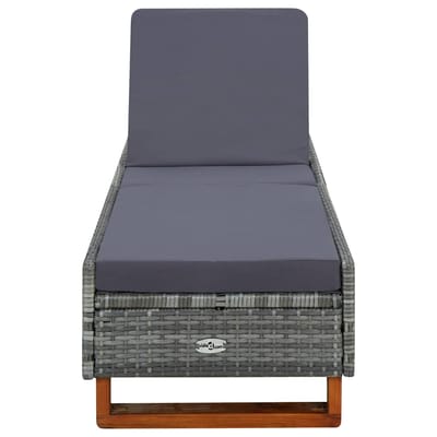 vidaXL - Ligbed - met - kussen - poly - rattan - grijs