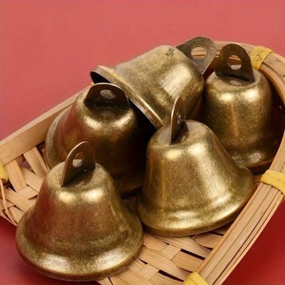 5 Stuks Brons Vintage Openingen Antiek Brons Bellen Klinkend Helder en Zuiver Kerstversieringen Bel Huisdier Hanger Ideaal voor Feestdagen Maken 5pcs black