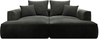 Vente-unique Comfortabele driezitsbank met diepe zitting van groen ribfluweel PINETA
