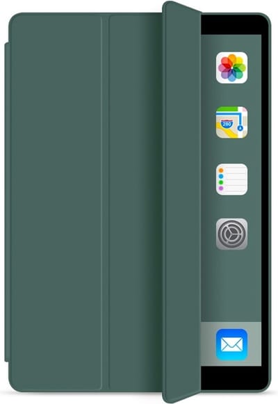 Mobiq Flexibele Tri-folio hoes geschikt voor iPad 9.7 2018 - 9.7 2017 - Air 2 - Air 1 - 5 - 6 - Siliconen - TriFolio - Smartcover hoesje geschikt voor iPad 9.7 inch | geschikt voor iPad Air hoesje donkergroen