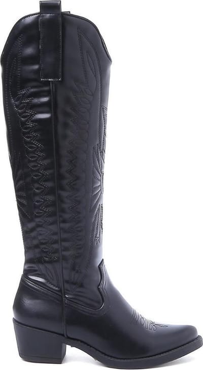 SmileFavorites® Dames Cowboylaarzen met Hak - Zwart - Imitatieleer - Maat 39