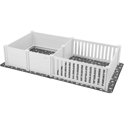 Chenil de Mise Bas pour Chien 93,3x48,4x18,1 pouces Aménagement 2 Pièces pour Chiens Extra Larges
