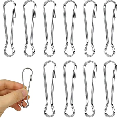 Multi-functionele RVS Carabiners - 10 Stuks Sleutelhangers, Camping Accessoires en Bevestigingshaken voor Vlaggen en Rugzakken