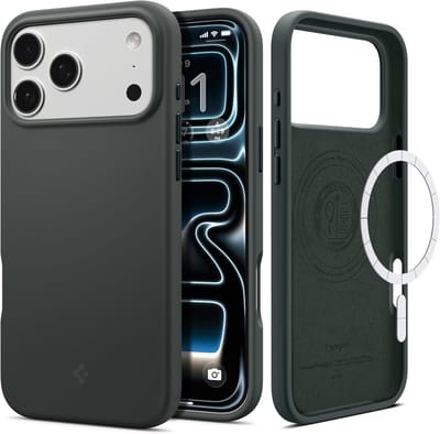 Spigen Geschikt voor Apple iPhone 17 Pro Max - Anti-stof & vingerafdruk - Militaire - Geschikt voor Mag - Siliconen - Abyss Green